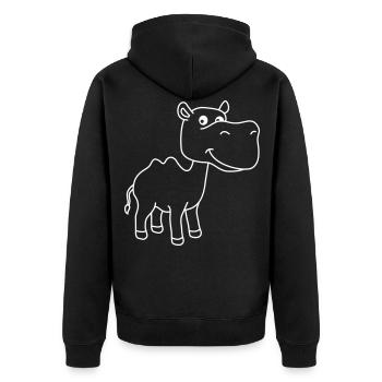Kamel Comic - Unisex Premium Bio Zip Hoodie - Schwarz - Hinten - Nico (187cm)