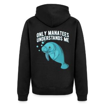 Only Manatees understands me Süße Ozean Seekuh - Unisex Premium Bio Zip Hoodie - Schwarz - Hinten - Nico (187cm)