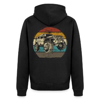 Off Road Geländewagen 4x4 Allrad Auto Retro - Unisex Premium Bio Zip Hoodie - Schwarz - Hinten - Nico (187cm)