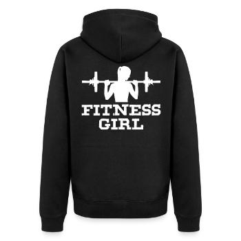 Fitness Girl - Unisex Premium Bio Zip Hoodie - Schwarz - Hinten - Nico (187cm)