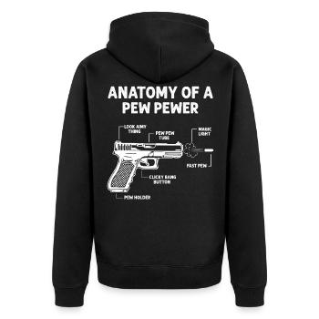 Anatomy Of A Pew Pewer Gun Weapon Lover - Unisex Premium Organic Zip Hoodie - black - Back - Nico (187cm)
