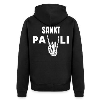 St Pauli. Éventail St pauli Éventail Paulianer Hamburger - Veste à capuche bio Premium Unisexe - noir - Dos - Nico (187cm)