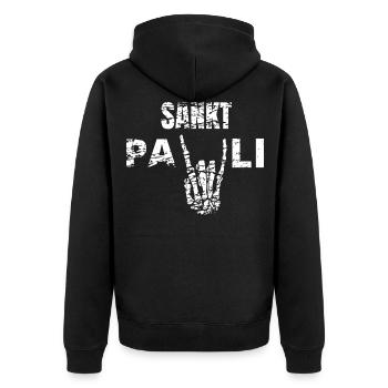 St Pauli. Éventail St pauli Éventail Paulianer Hamburger - Veste à capuche bio Premium Unisexe - noir - Dos - Nico (187cm)