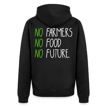 No Farmers - No Food - No Future - Bauer Landwirt - Unisex Premium Bio Zip Hoodie - Schwarz - Hinten - Nico (187cm)