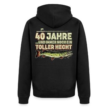 40 Jahre Geburtstag Angler Lustig Spruch Männer - Unisex Premium Bio Zip Hoodie - Schwarz - Hinten - Nico (187cm)