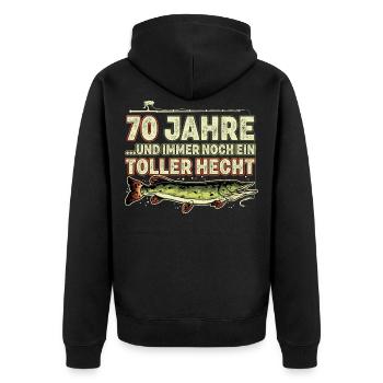 70 Jahre Geburtstag Angler Lustig Spruch Männer - Unisex Premium Bio Zip Hoodie - Schwarz - Hinten - Nico (187cm)