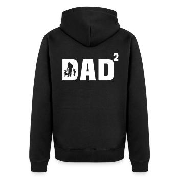 Papa Sohn und Tochter Geschenk Papa Sohn und Tochter - Unisex Premium Bio Zip Hoodie - Schwarz - Hinten - Nico (187cm)