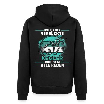 Kegel Designs Geburtstag Kegler - Unisex Premium Bio Zip Hoodie - Schwarz - Hinten - Nico (187cm)