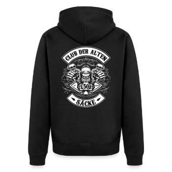 Club der alten Säcke 50 Jahre Geburtstag Herren - Unisex Premium Bio Zip Hoodie - Schwarz - Hinten - Nico (187cm)