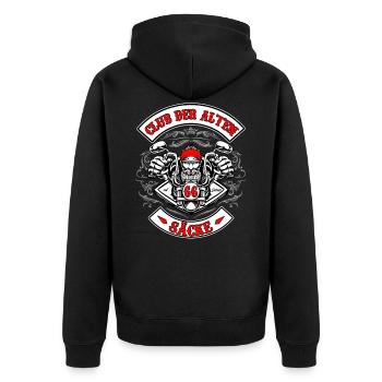 Club der alten Säcke 66 Jahre Geburtstag Herren - Unisex Premium Bio Zip Hoodie - Schwarz - Hinten - Nico (187cm)