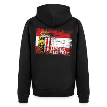 Oberösterreich - Österreich Upper Austria / Linz - Unisex Premium Organic Zip Hoodie - black - Back - Nico (187cm)
