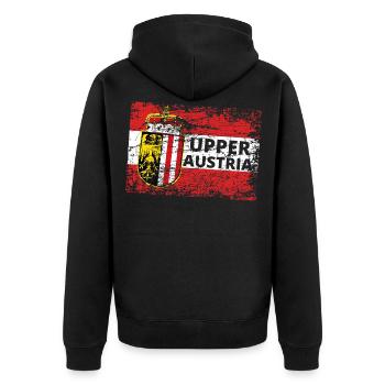 Oberösterreich - Österreich Upper Austria / Linz - Unisex Premium Organic Zip Hoodie - black - Back - Nico (187cm)