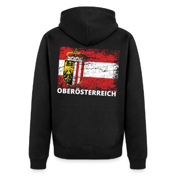 Oberösterreich - Österreich Upper Austria / Linz - Unisex Premium Organic Zip Hoodie - black - Back - Nico (187cm)