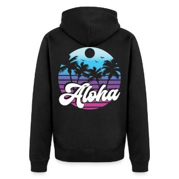 Aloha Surfer Palms Beach Rétro Hawaii Beach années 70 - Veste à capuche bio Premium Unisexe - noir - Dos - Nico (187cm)