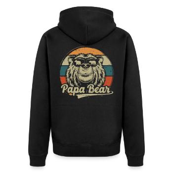 Papabear Vatertag Papa Retro Vintage - Unisex Premium Bio Zip Hoodie - Schwarz - Hinten - Nico (187cm)