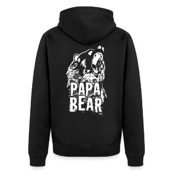 Vatertag Papabear Papa Retro Vintage - Unisex Premium Bio Zip Hoodie - Schwarz - Hinten - Nico (187cm)