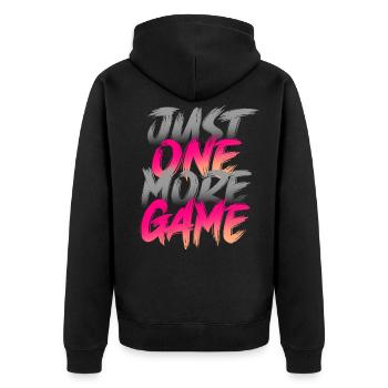 Just One More Game - Unisex Premium Organic Zip Hoodie - black - Back - Nico (187cm)