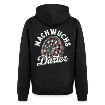 Nachwuchs Darter Dartspieler Dart Geschenk Kinder - Unisex Premium Bio Zip Hoodie - Schwarz - Hinten - Nico (187cm)