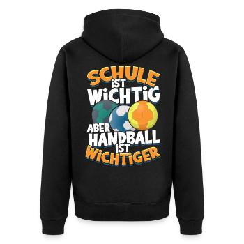 Kinder Handball Geschenk Handballer Sport Spieler - Unisex Premium Bio Zip Hoodie - Schwarz - Hinten - Nico (187cm)