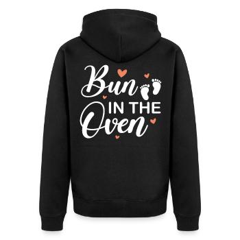 Bun in The Oven - Baby In Progress - Pregnant Wom - Unisex Premium Organic Zip Hoodie - black - Back - Nico (187cm)