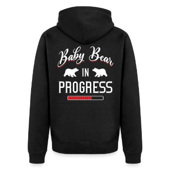Baby Bear In Progress - Cute Nature Lover Pregnant - Unisex Premium Bio Zip Hoodie - Schwarz - Hinten - Nico (187cm)