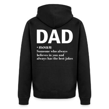 Dad Defined Noun Definition - Father's Day - Unisex Premium Organic Zip Hoodie - black - Back - Nico (187cm)