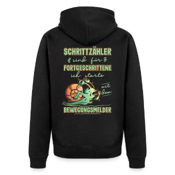 Schrittzähler sind für Fortgeschrittene Schnecke - Unisex Premium Bio Zip Hoodie - Schwarz - Hinten - Nico (187cm)