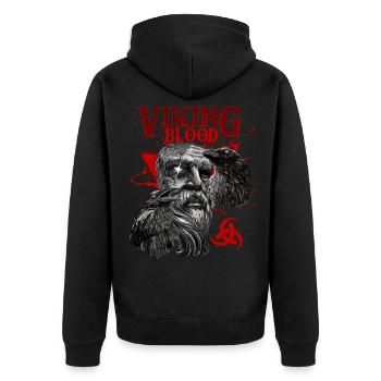 Viking Blood Odin Und Raben Wikinger Kultur - Unisex Premium Bio Zip Hoodie - Schwarz - Hinten - Nico (187cm)