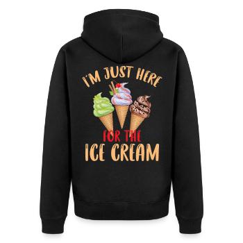 Je suis juste ici pour la crème glacée - Dessert d’été C - Veste à capuche bio Premium Unisexe - noir - Dos - Nico (187cm)