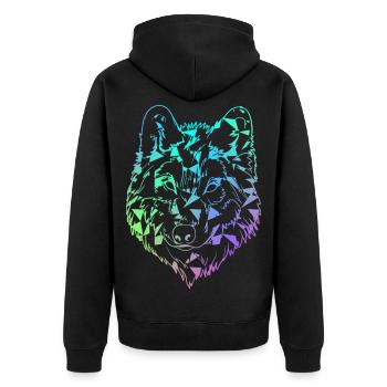 wolf - Unisex Premium Organic Zip Hoodie - black - Back - Nico (187cm)
