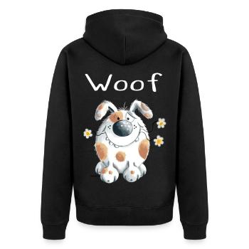 Woof chien avec des fleurs - Chiens - Cadeau - Veste à capuche bio Premium Unisexe - noir - Dos - Nico (187cm)