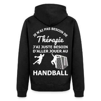 Thérapie Handball - Veste à capuche bio Premium Unisexe - noir - Dos - Nico (187cm)