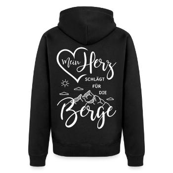 Wandern Berge Herzschlag Berg Fahrrad Mountainbike - Unisex Premium Bio Zip Hoodie - Schwarz - Hinten - Nico (187cm)