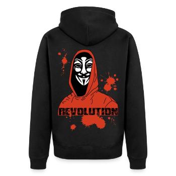 Anonymous et révolution rouge - Veste à capuche bio Premium Unisexe - noir - Dos - Nico (187cm)