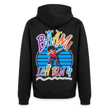 4. Geburtstag Kinder Fußball - Unisex Premium Bio Zip Hoodie - Schwarz - Hinten - Nico (187cm)