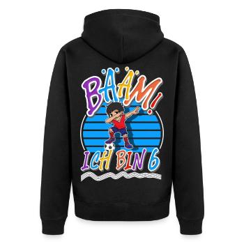 6. Geburtstag Kinder Fußball - Unisex Premium Bio Zip Hoodie - Schwarz - Hinten - Nico (187cm)