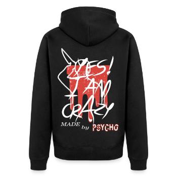 Yes I'm Crazy - Unisex Premium Organic Zip Hoodie - black - Back - Nico (187cm)