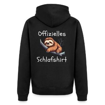 Offizielles Schlafshirt mit süßem Faultier - Unisex Premium Bio Zip Hoodie - Schwarz - Hinten - Nico (187cm)