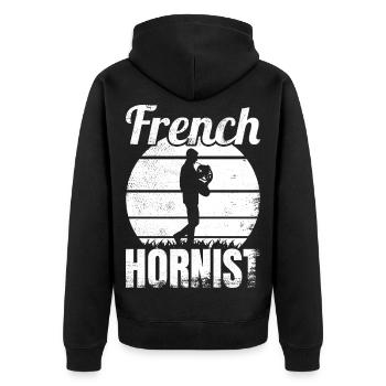 Funny French Horn Player - Unisex Premium Organic Zip Hoodie - black - Back - Nico (187cm)