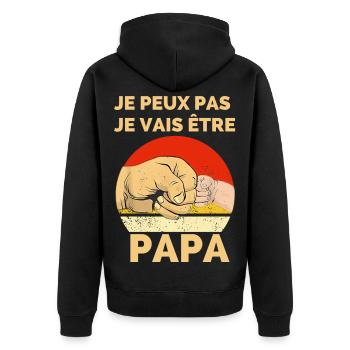 Father's Day T-Shirt - I Can't, I'm Going To Be - Unisex Premium Organic Zip Hoodie - black - Back - Nico (187cm)