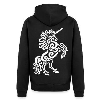Cheval licorne (blanc) - Veste à capuche bio Premium Unisexe - noir - Dos - Nico (187cm)