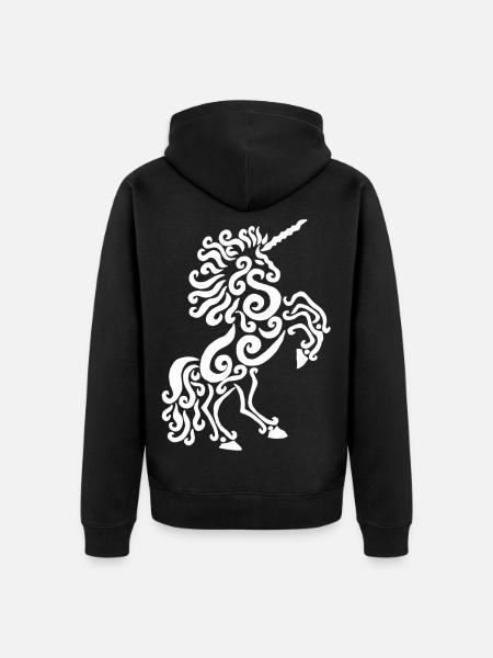 Einhorn Pferd (weiß) - Unisex Premium Bio Zip Hoodie - Schwarz