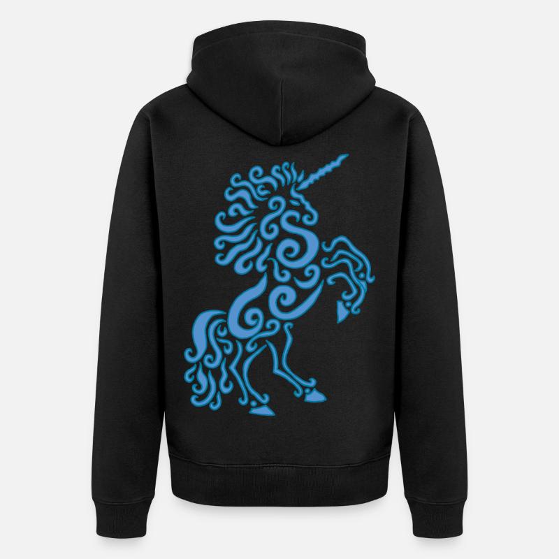 Blaues Einhorn Pferd - Unisex Premium Bio Zip Hoodie - Schwarz