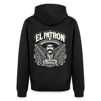 El Patron Sombrero Gangster Graphic - Unisex Premium Organic Zip Hoodie - black - Back - Nico (187cm)