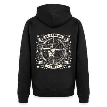 El Patron Western Silhouette - Unisex Premium Organic Zip Hoodie - black - Back - Nico (187cm)