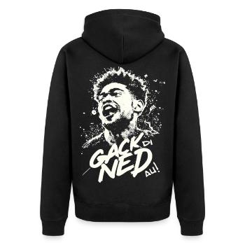 Dialect gack di ned au - Unisex Premium Organic Zip Hoodie - black - Back - Nico (187cm)