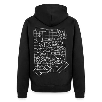 Spread Kindness (weiß) - Unisex Premium Bio Zip Hoodie - Schwarz - Hinten - Nico (187cm)