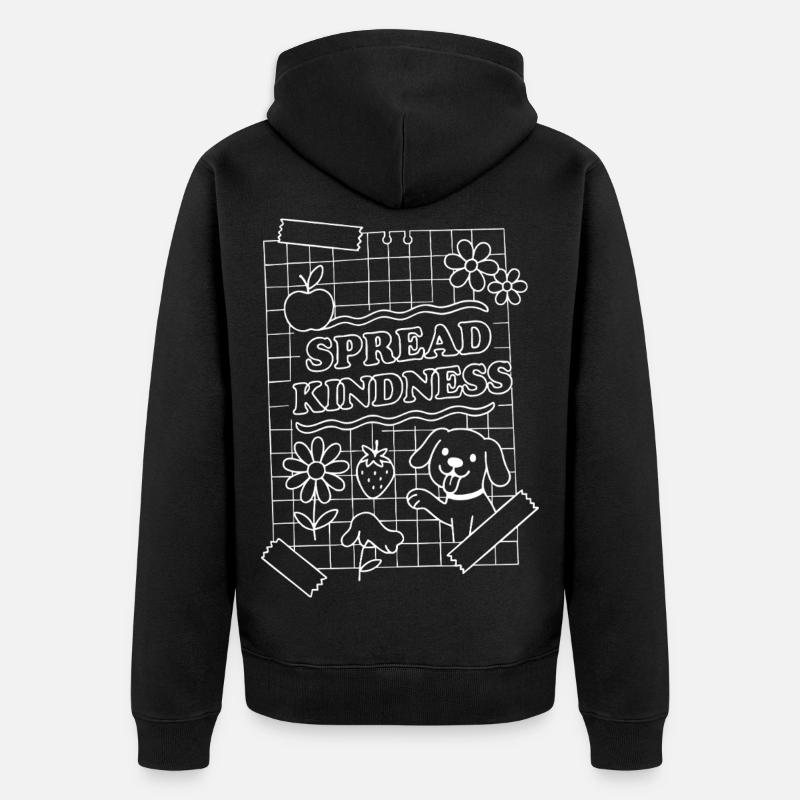 Spread Kindness (weiß) - Unisex Premium Bio Zip Hoodie - Schwarz