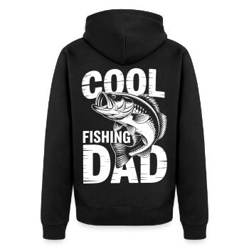 Fisch-Design für coole Papas - Unisex Premium Bio Zip Hoodie - Schwarz - Hinten - Nico (187cm)