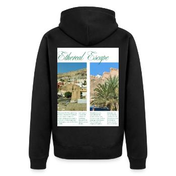 URBEX_PESCADERIA - Unisex Premium Organic Zip Hoodie - black - Back - Nico (187cm)